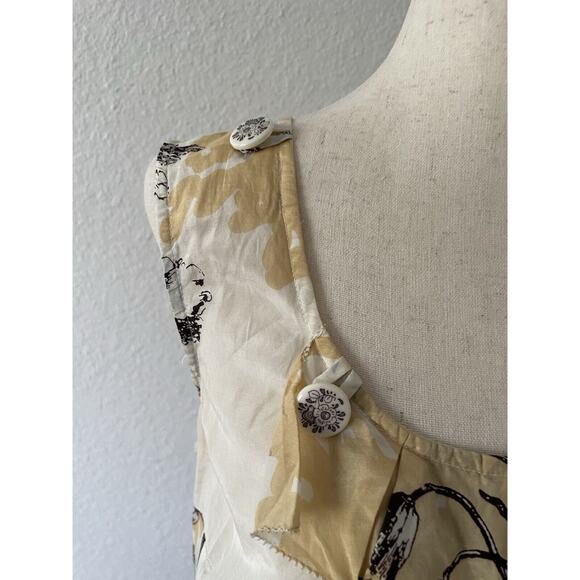 Anthropologie Leifsdottir Top Blouse Shirt Pleated Print Silk Cotton - Picture 3 of 11